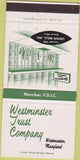 Matchbook Cover - Westminster Trust Co MD 30 Strike