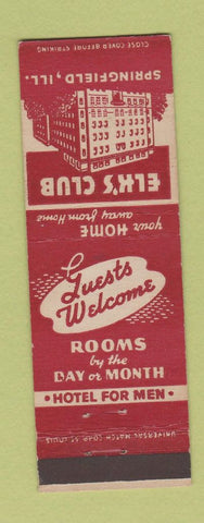 Matchbook Cover - Elks Club Springfield IL