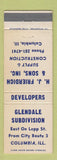 Matchbook Cover - Glendale Subdivision Columbia IL Frierdich Construction