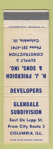 Matchbook Cover - Glendale Subdivision Columbia IL Frierdich Construction
