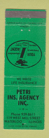 Matchbook Cover - Petri Insurance Agency Waterloo IL