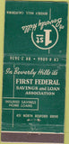 Matchbook Cover - 1st Bank of Beverly Hills CA 21 Stick Feature