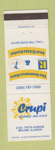 Matchbook Cover - Crupi Insurance Real Estate Moline IL