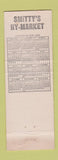 Matchbook Cover - Smitty's Hy Market Grocery Cedarville IL