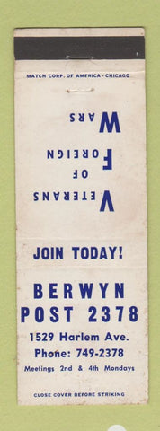 Matchbook Cover - VFW Berwyn IL