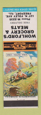 Matchbook Cover - Wohlford's Grocery Meats Freeport IL
