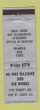 Matchbook Cover - Nu Way Machine Die Works East St Louis IL