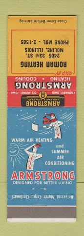 Matchbook Cover - Armstrong Furnace Heating Cooling Roman Moline IL