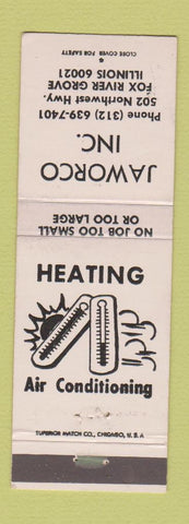 Matchbook Cover - Jaworco Heating Air Conditioning Fox River Grove IL