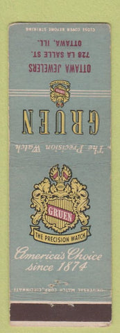 Matchbook Cover - Gruen Watches Ottawa IL