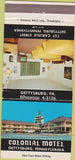 Matchbook Cover - Colonial Motel Gettysburg PA 30 Strike