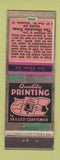 Matchbook Cover - Hinsdale Press Printing Hinsdale IL low phone # WEAR