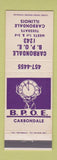 Matchbook Cover - Elks Lodge Carbondale IL