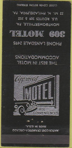 Matchbook Cover - 309 Motel North Philadelphia PA 30 Strike