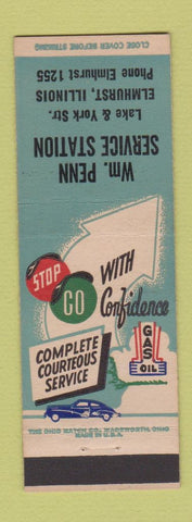 Matchbook Cover - William Penn oil gas Elmhurst IL