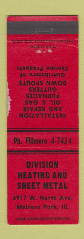 Matchbook Cover - Heating Sheet Metal Melrose Park IL WORN
