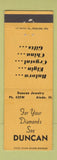 Matchbook Cover - Duncan Jewelry Aledo IL Bulova Elgin Watches