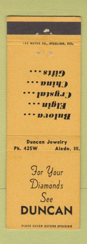Matchbook Cover - Duncan Jewelry Aledo IL Bulova Elgin Watches