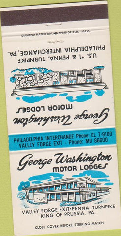 Matchbook Cover - George Washington Motor Lodge King of Prussia PA 30 Strike
