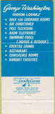 Matchbook Cover - George Washington Motor Lodge King of Prussia PA 30 Strike