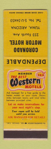 Matchbook Cover - Coronado Motor Hotel Yuma AZ