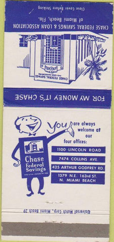 Matchbook Cover - Chase Federal Savings Loan Miami FL 30 Strike