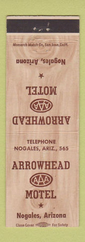 Matchbook Cover - Arrowhead Motel Nogales AZ low phone #