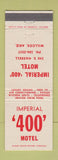 Matchbook Cover - Imperial 400 Motel Willcox AZ