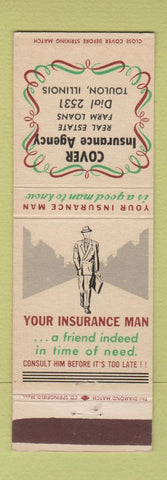 Matchbook Cover - Cover Insurance Agency Real Estate Toulon IL low phone #