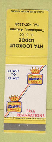 Matchbook Cover - HTA Lookout Lodge Tombstone AZ Best Western WEAR