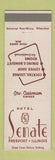 Matchbook Cover - Hotel Senate Freeport IL