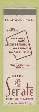 Matchbook Cover - Hotel Senate Freeport IL
