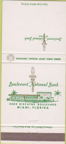 Matchbook Cover - Boulevard National Bank of Miami FL 30 Strike