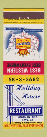 Matchbook Cover - Holiday House Restaurant Kingman AZ Best Western