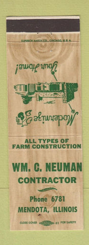Matchbook Cover - William Neuman Contractor Mendota IL