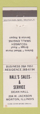 Matchbook Cover - Hall's Salls and Service Mowers Morton IL Tecumseh