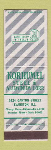 Matchbook Cover - Korhumel Steel Aluminum Evanston IL