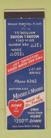 Matchbook Cover - Moore & Moore Homes Mattoon IL