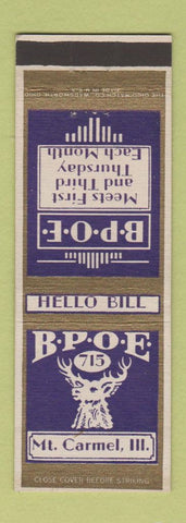 Matchbook Cover - Elks Lodge Mount Carmel IL