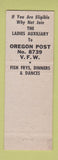 Matchbook Cover - VFW Oregon IL