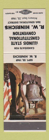 Matchbook Cover - Illinois State Constitutional Convention RW Hinrichs 1969 IL