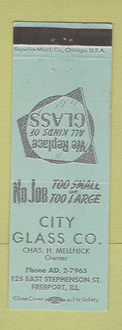 Matchbook Cover - City Glass Freeport IL