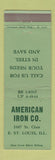 Matchbook Cover - American Iron East St Louis IL