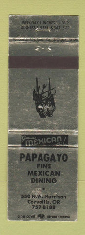 Matchbook Cover - Papagayo Mexican Restaurant Corvallis OR WEAR