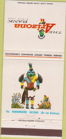 Matchbook Cover - The Arizona Bank Hummingbird Kachina  30 Strike