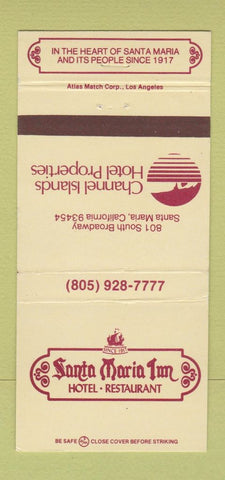 Matchbook Cover - Santa Maria Inn Hotel Restaurant CA 30 Strike