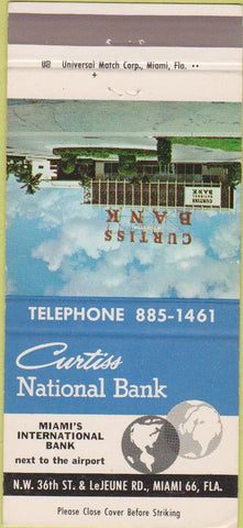 Matchbook Cover - Curtiss National Bank Miami FL 30 Strike