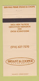 Matchbook Cover - Bryant and Cooper Steak House Roslyn NY 30 Strike