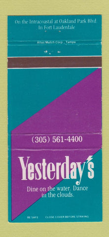 Matchbook Cover - Yesterday's Restaurant Fort Lauderdale FL 30 Strike