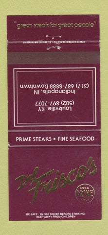 Matchbook Cover Del Frisco's Restaurant Indianapolis IN Louisville KY 30 Strike